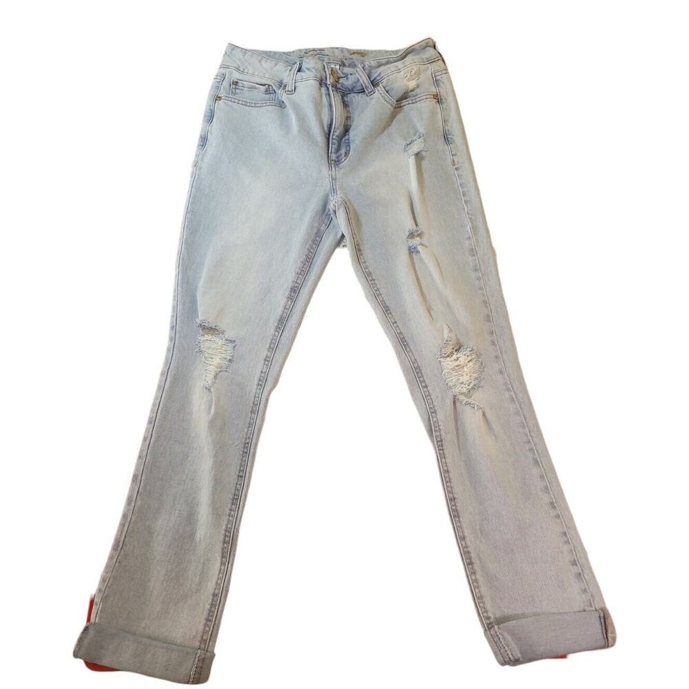 Seven7 Slim Fit Jeans 6 Distressed Y2K Light Wash Beachy Summer Retro Chic